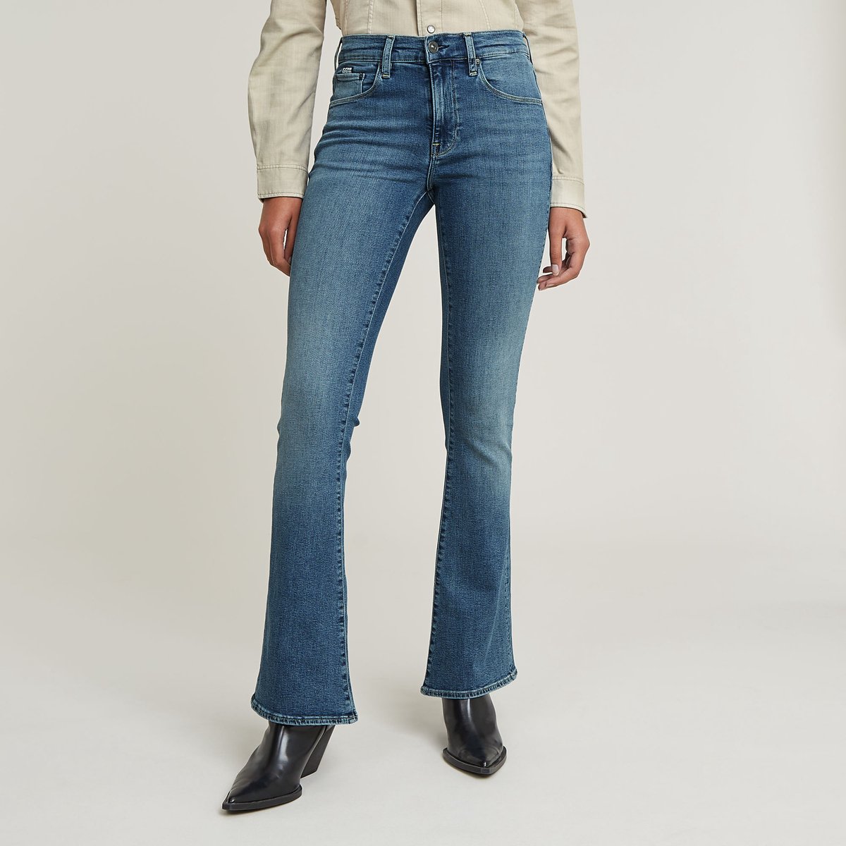 G-STAR 3301 Flare Wmn Dames Jeans faded icy Blauw