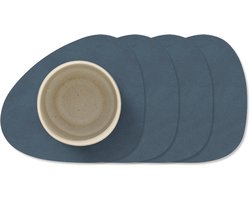 LIND DNA Onderzetters Nupo - Leer - Dark Blue - 13 x 11 cm - 4 Stuks
