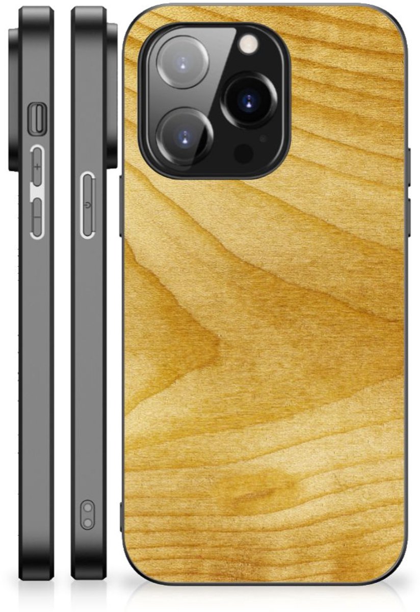 iPhone 14 Pro Houten Print Telefoonhoesje Licht Hout