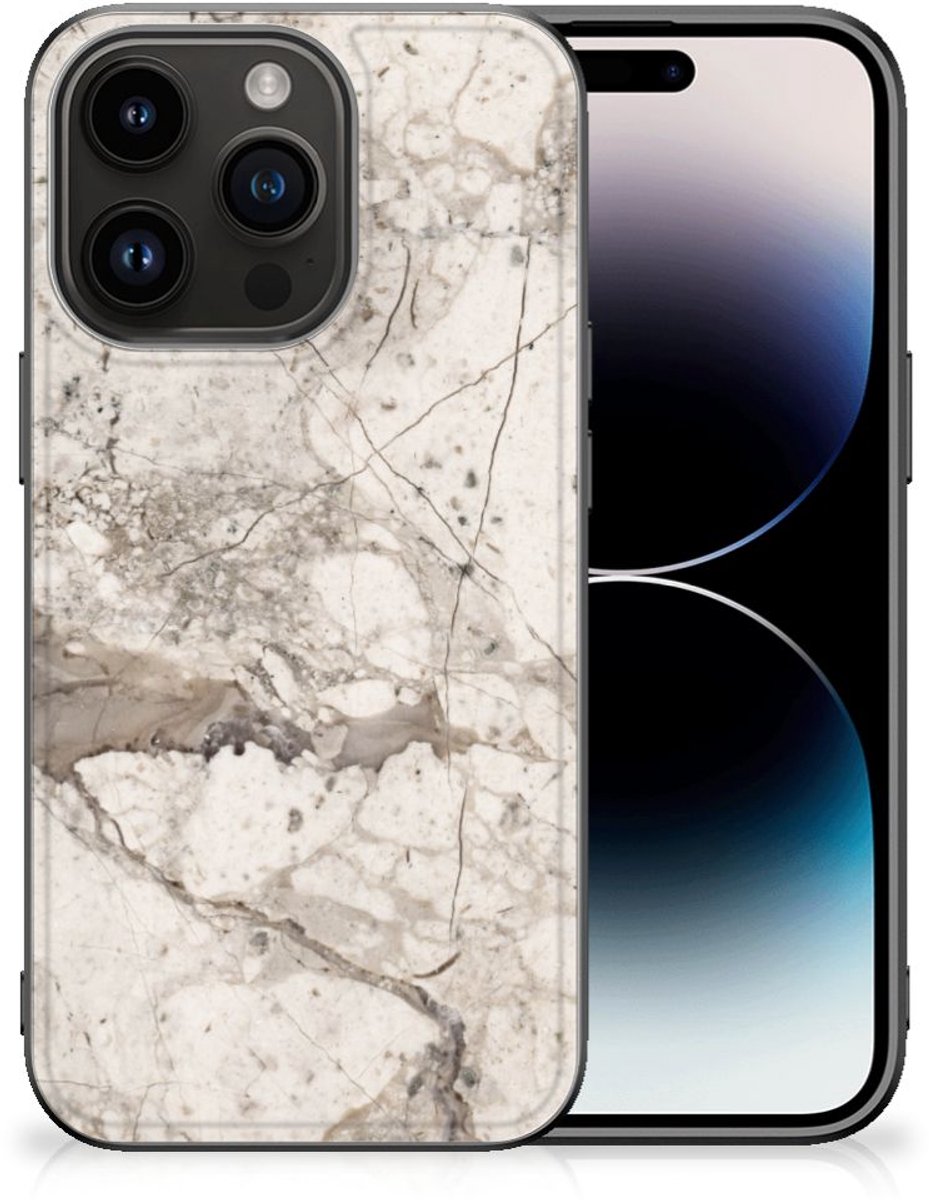 iPhone 15 Pro Marmeren Print Telefoonhoesje Marmer Beige