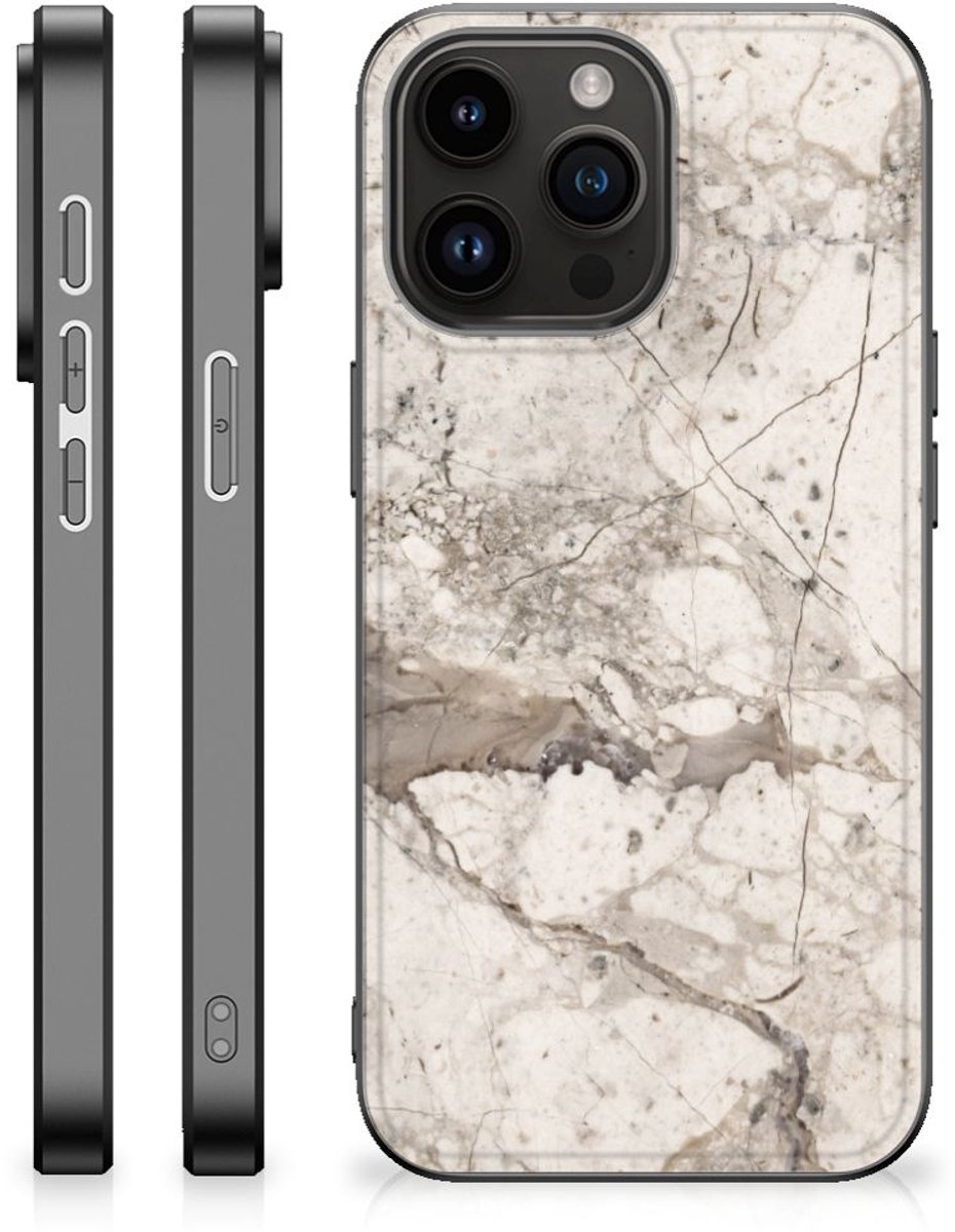 iPhone 15 Pro Max Marmeren Print Telefoonhoesje Marmer Beige