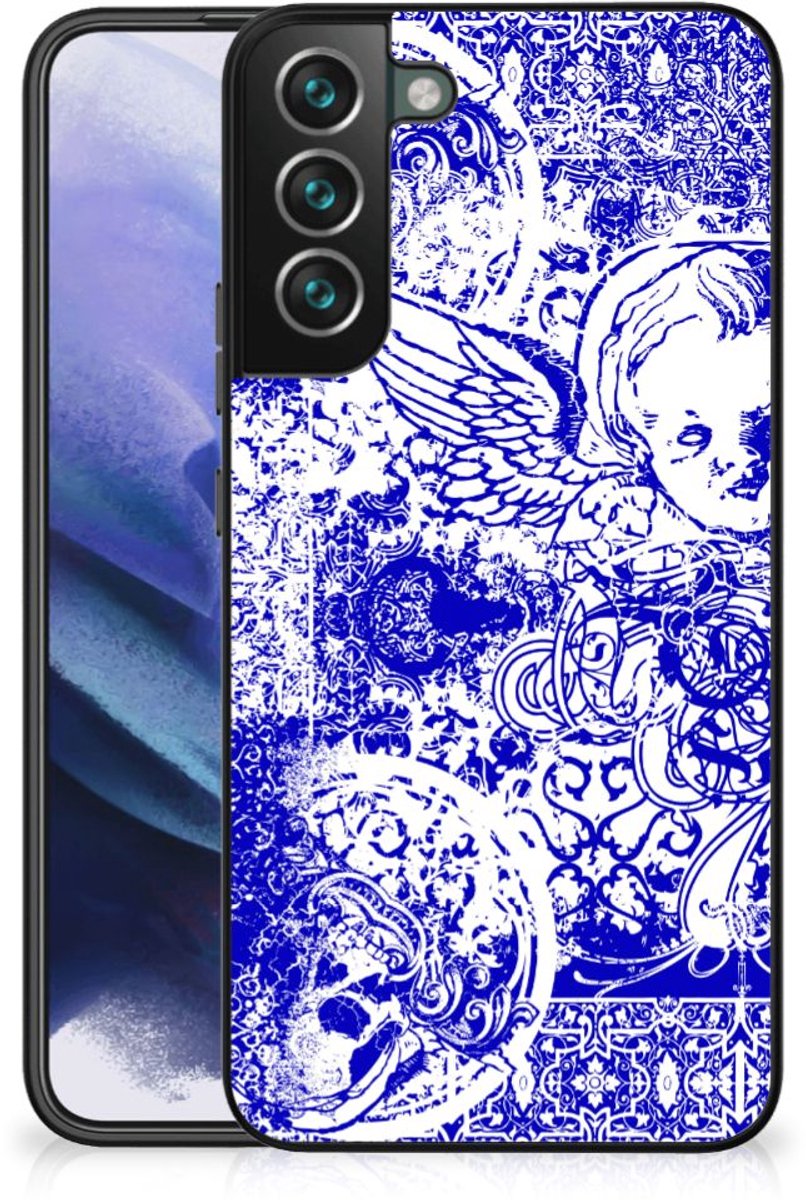 Back Cover voor Telefoonhoesje Samsung Galaxy S22 Plus Angel Skull Blauw