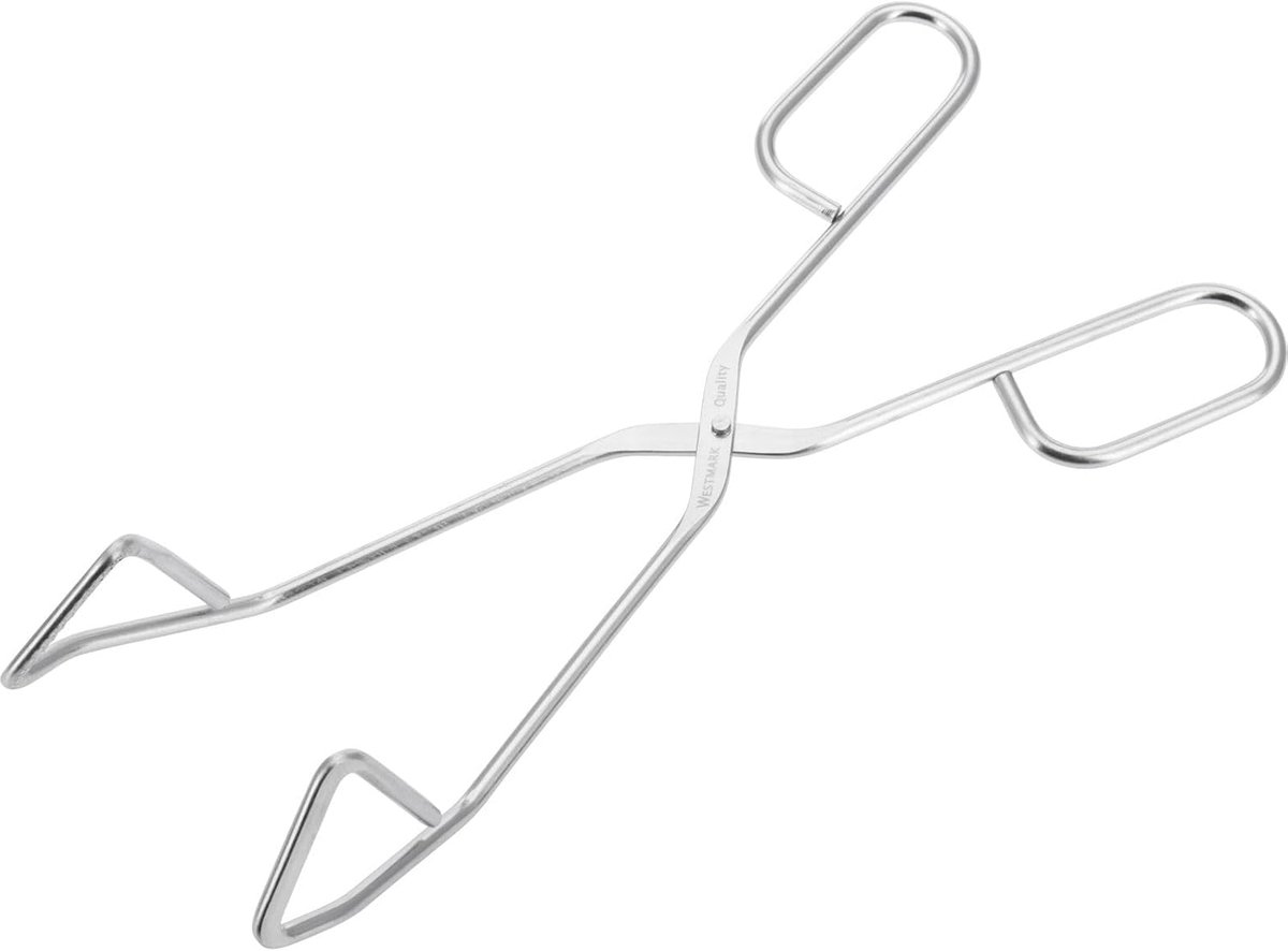 3-delige grill-/braadtang, roestvrij staal, lengte: 24 cm, zilver