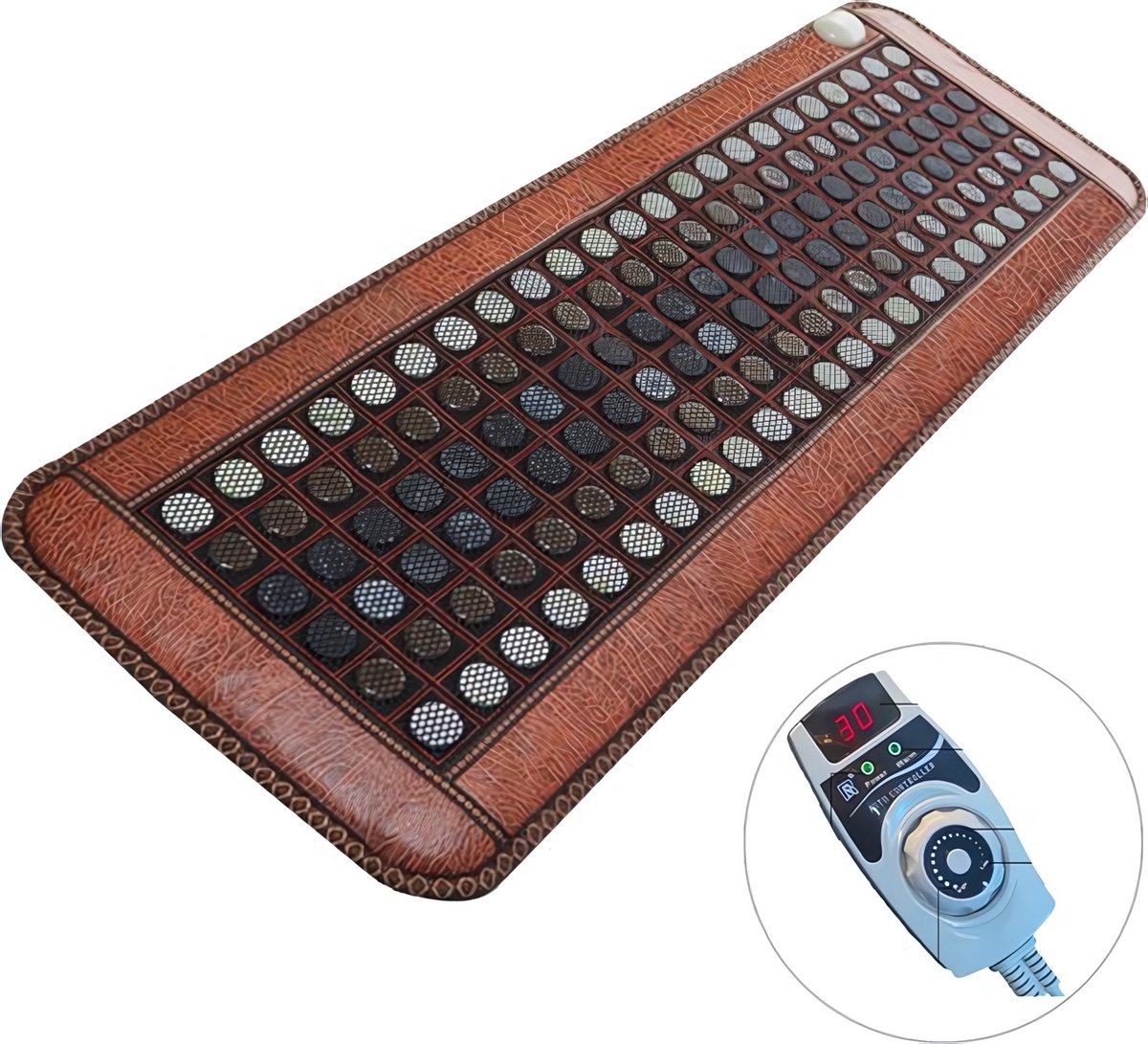 Goedkoopste Happyment Infrarood Edelstenen Deluxe - Thermomat - Warmte Therapie Mat - Verwarmde Stenen - Echte Jade - Toermalijn - 60x150cm