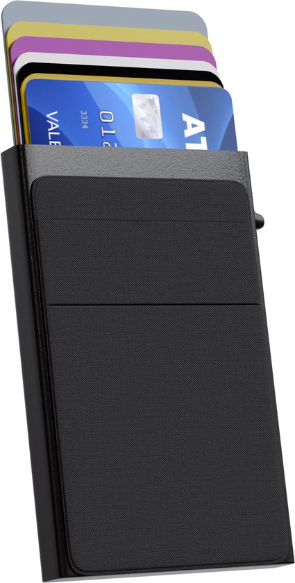 Nuvance - Pasjeshouder Uitschuifbaar - Rfid Bescherming - Pasjeshouders voor Mannen en Vrouwen - Creditcardhouder - Zwart