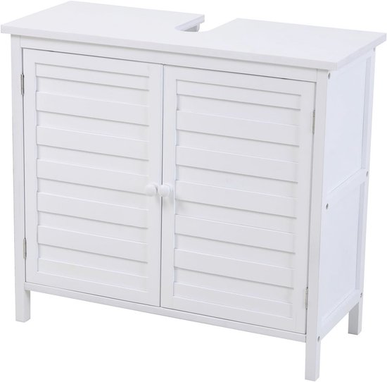 Bamboe Badkamerkast met Spiegeldeuren & Open Plank - 56x58cm