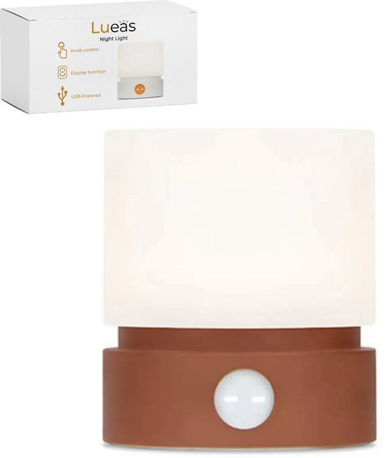Jiawu Draadloze Tafellamp Retro Houten 3 Kleurtemperaturen LED Oplaadbaar Nachtlampje voor Slaapkamerdecoratie Walnoot