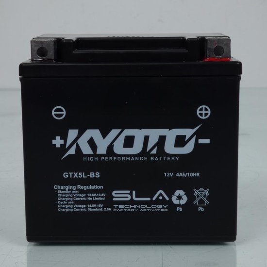 Batterie SLA Kyoto pour Moto Suzuki 500 RG 1986 à 1987 YTX5L-BS / 12V 4Ah Neuf