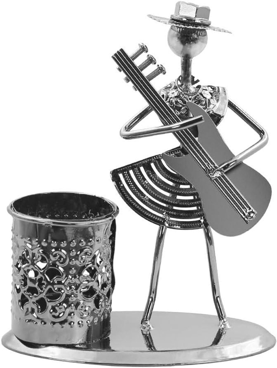 Inovra Plus - Fiets Gitaar Pen Container Houder voor Thuiskantoor - Metalen Muziek Potlood Cup Opslag Organizer - Retro Potlood Houder - Desktop Accessoires Gift