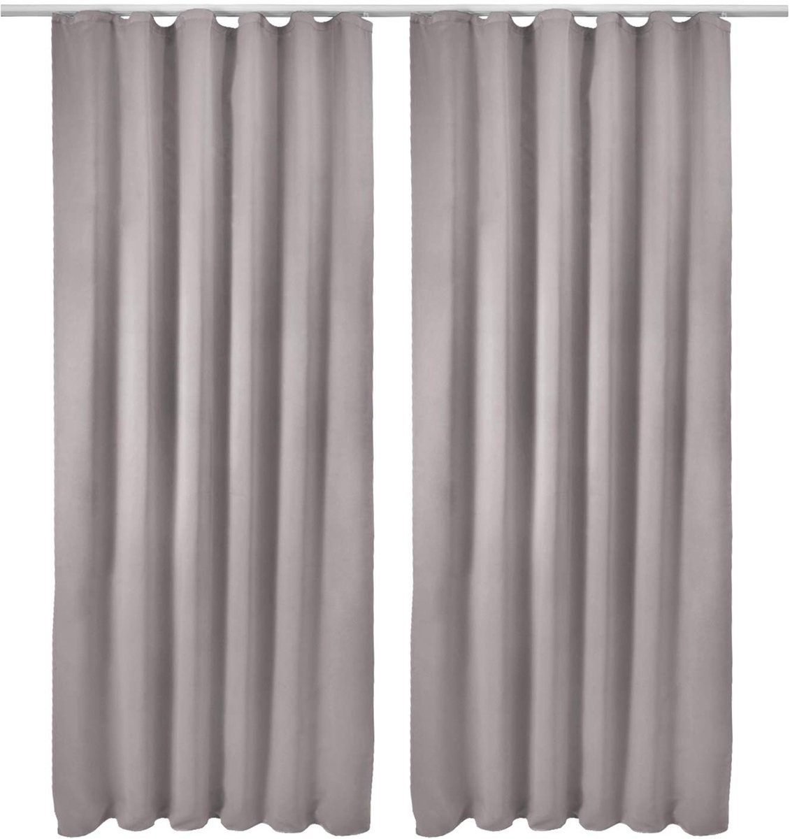 Ibenzoa® Set van 2 Luxe Verduisteringsgordijnen met Plooiband voor Grote Ramen, Grijs, 140 x 245 cm
