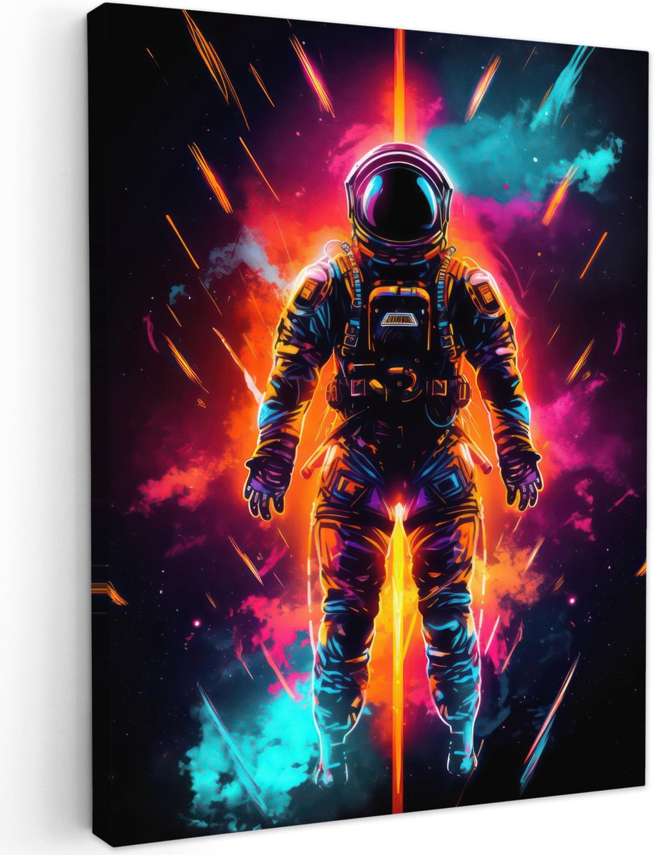 Ibenzoa Moderne Canvas Wanddecoratie 30x40 cm met Astronaut en Neon Ruimte Thema voor Elke Kamer Astronaut - Neon