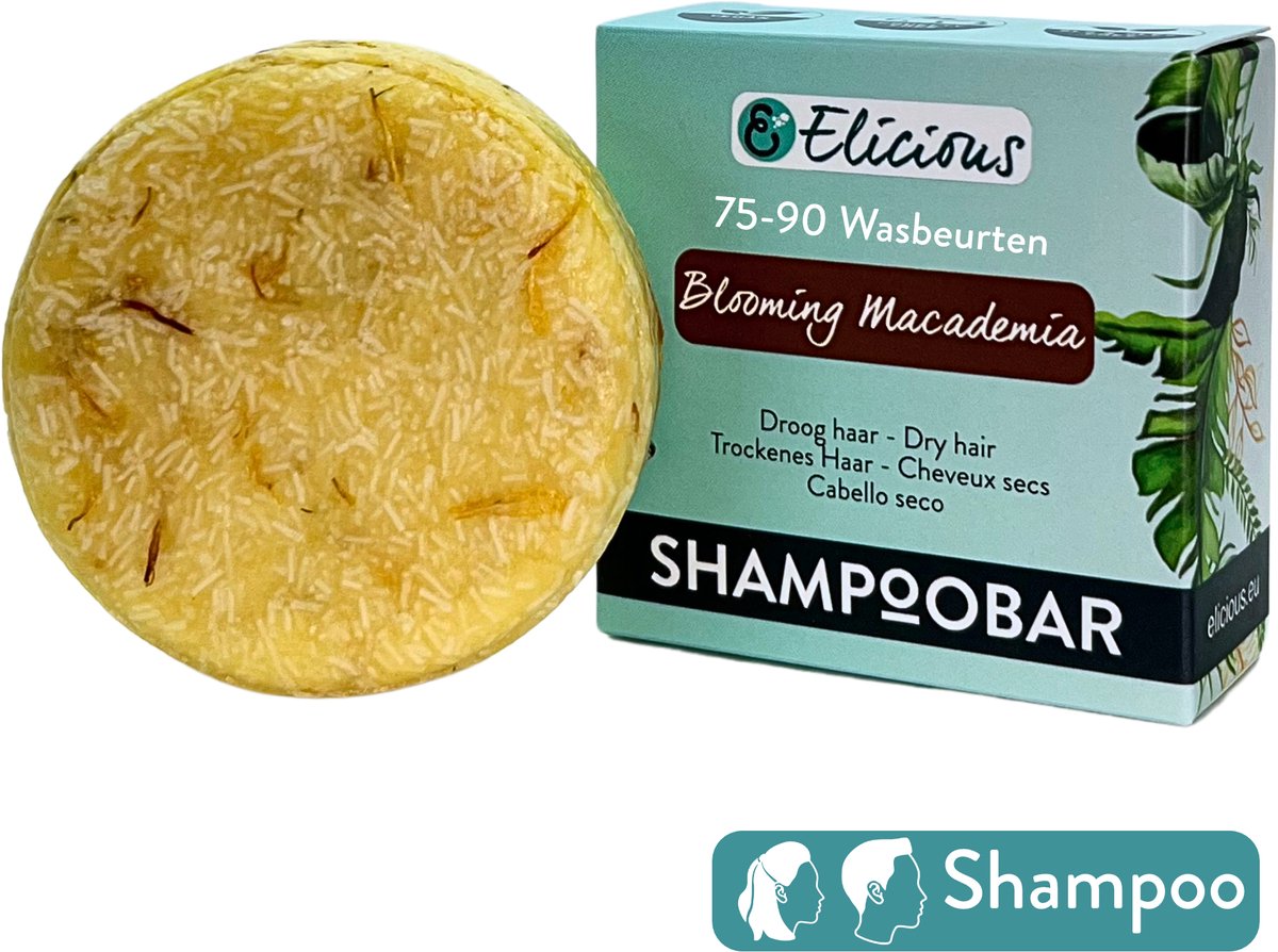 Elicious® - Shampoo Bar - Droog Haar - Natuurlijke Shampoo - SLS vrij - Plasticvrij - Vegan - Dierproefvrij