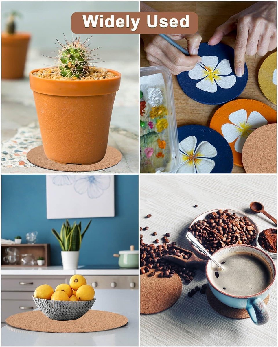 Onderzetters van kurk voor planten, decoratieve bloempot-onderzetters, milieuvriendelijke kurkmatten voor planten, natuurlijke antislip onderzetters voor plantenbakken, bescherming