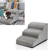 Hondentrap - Hondentrapje voor Honden - 3 Treden - Hondenloopplank - Opstapje Hond - Foam - extra stevig en comfortabel - Grijs