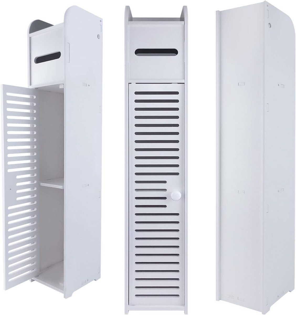 PVC-plank voor badkamer, kast, slaapkamer, opbergmeubel, vrijstaand, modern, voor woonkamer, keuken, gang, 81 x 16 x 16 cm