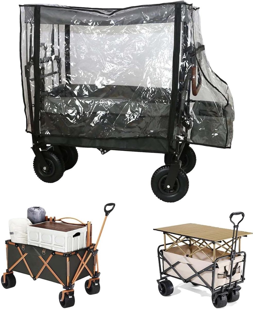 Allecto Plus - Regenhoes voor Handkar Transparant 112 x 50 x 76 cm Multifunctioneel - Regenhoes voor Vouwbare Handkar met Transparant Ontwerp Geschikt voor Alle Trolleys