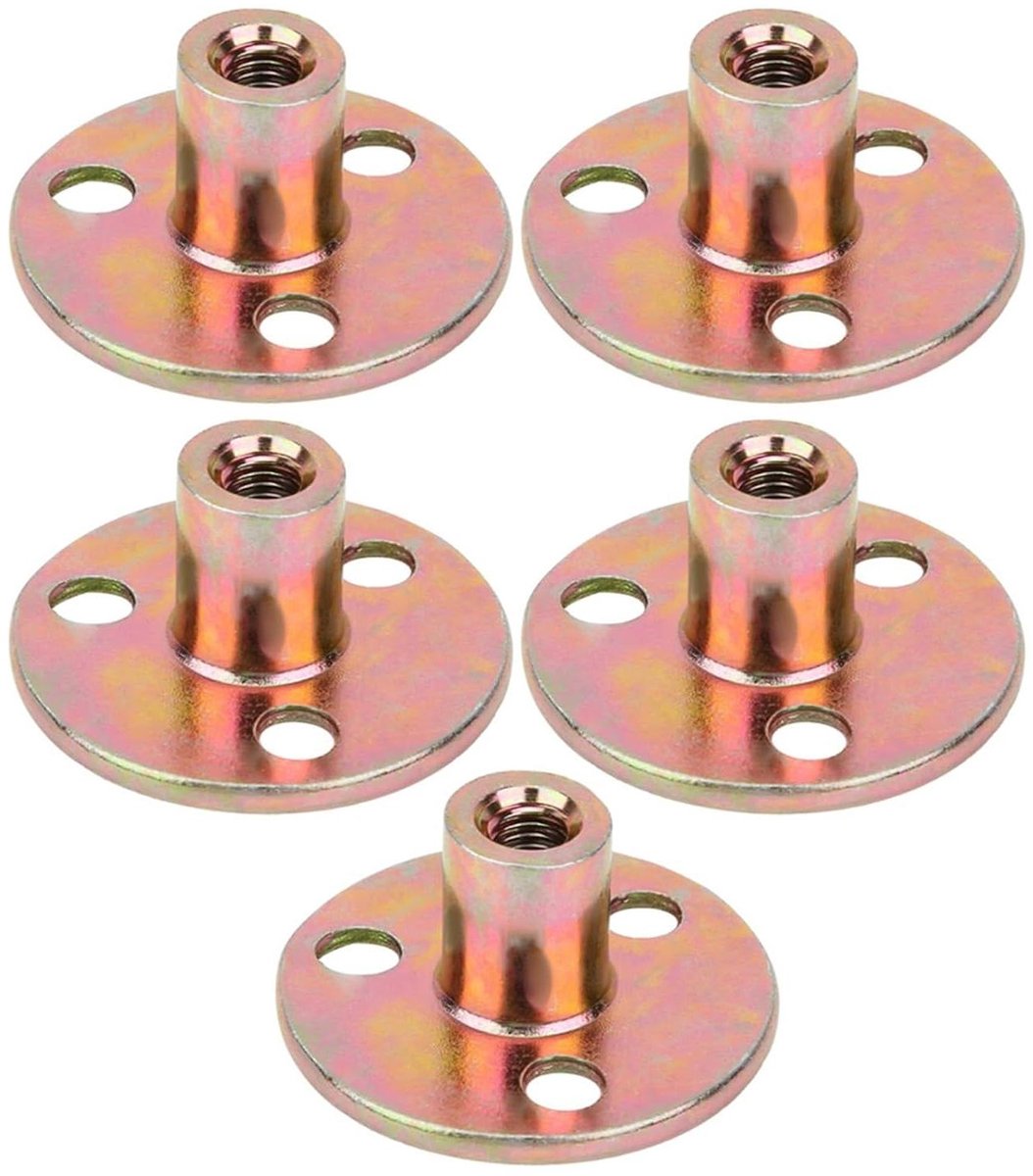 Flens Moer 3 Gat Gegalvaniseerd Ijzer Ronde Basis T Moer Set Voor Meubels Bevestiging En Verbinding - M6 M8 M10 - 5 Stuks .