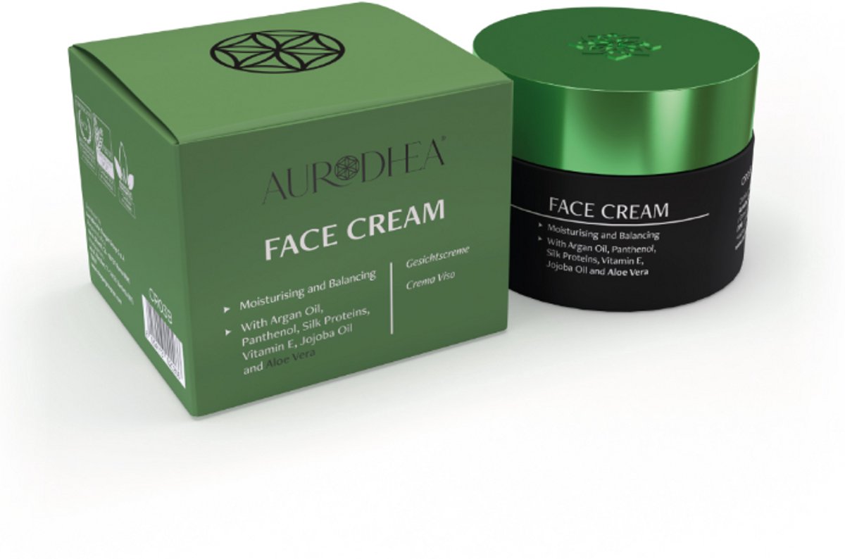 AURODHEA - Aloë Vera Dagcrème voor het gezicht - 50 ml Verrijkt met arganolie, panthenol, zijdeproteïnen, jojobaolie en vitamine E