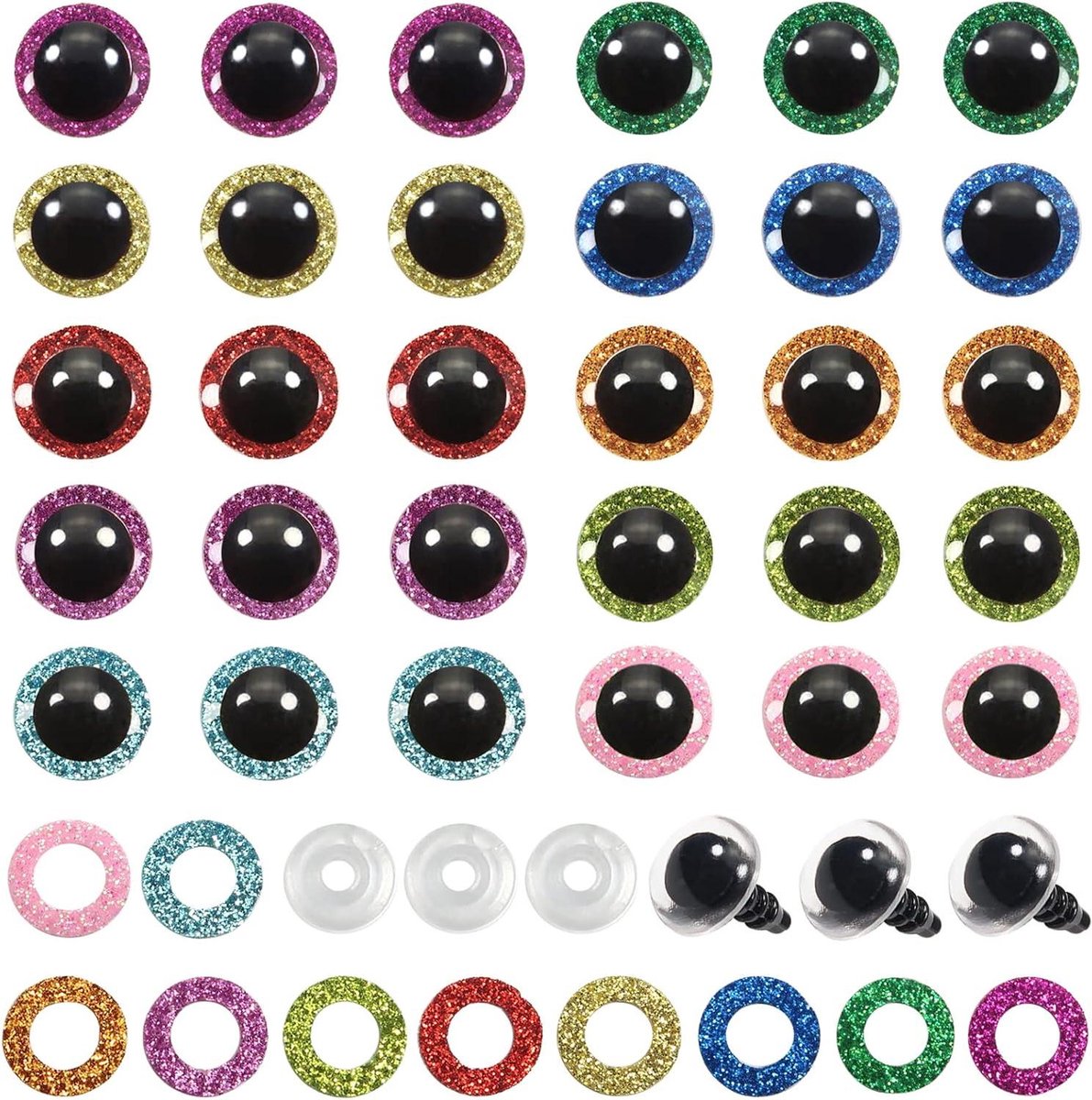 Allecto Plus - Glitter Veiligheidsogen 10 mm voor Amigurumi Poppen - 120 sets