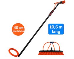 Aqua2Go Telescoopsteel 10,6 meter - Lichtgewicht aluminium - 40 cm. borstel - Ramenwasser - Ramen wassen - Zonnepanelen - Zonnepaneelwasser