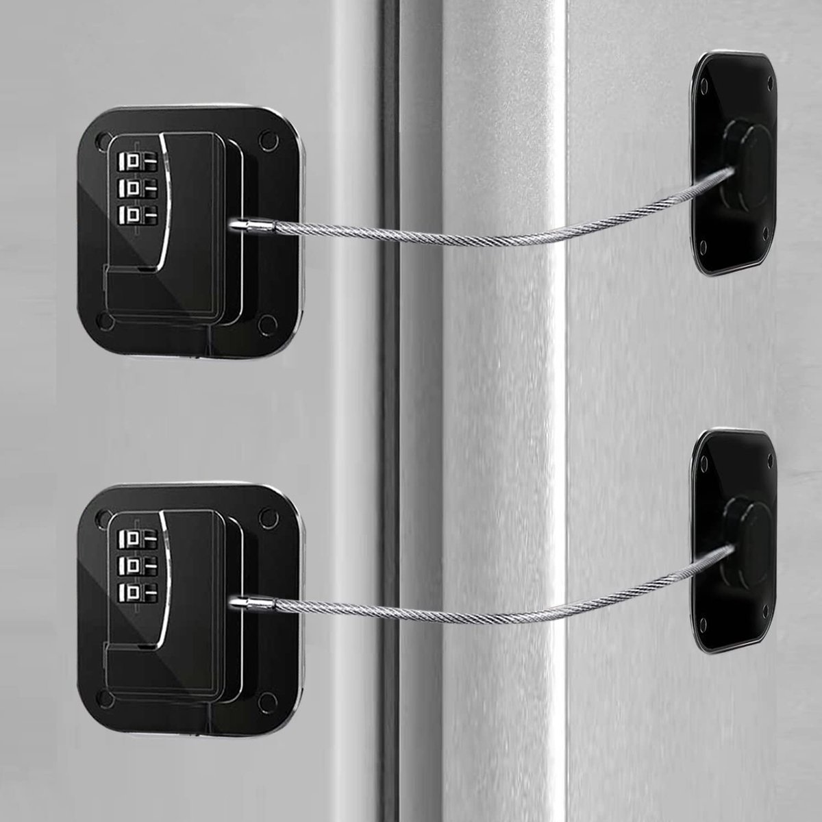 Koelkastslot zonder boren - kinderveilig - 2 stuks - zwart