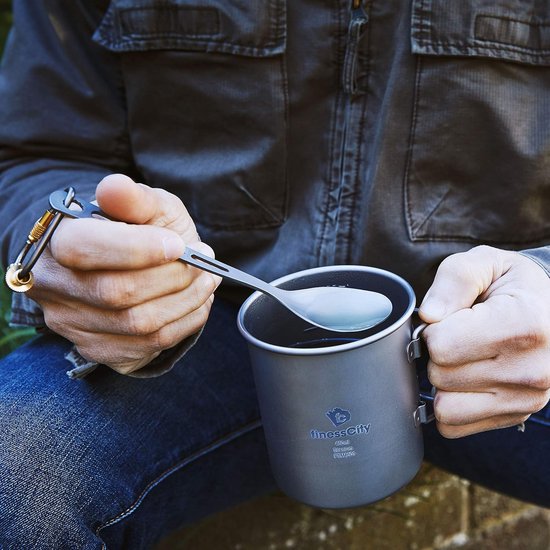 Extra Sterke Ultra Lichtgewicht Titanium Bestekset - 3-4-5 Stuk Rietjes Eetstokjes Mes Vork Lepel Set voor Thuisgebruik-Reizen-Kamperen Bestekset in Koffer (Standaard 5-delige Bestekset) — afbeelding 2