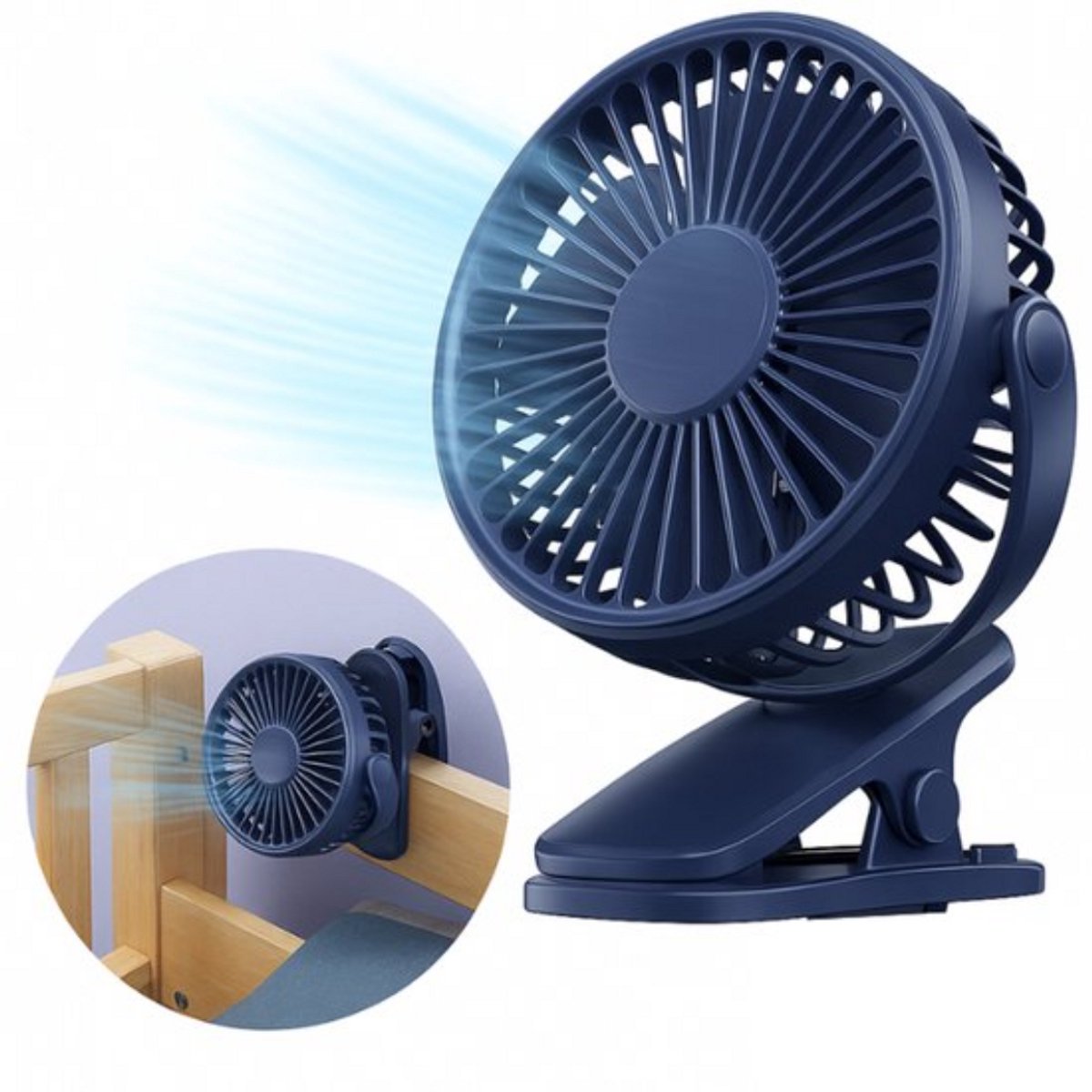 Narvie Clip-Ventilator – Draadloos & Oplaadbaar – 3 Snelheden – Zwart – Luxe Design met Verstelbare Klem