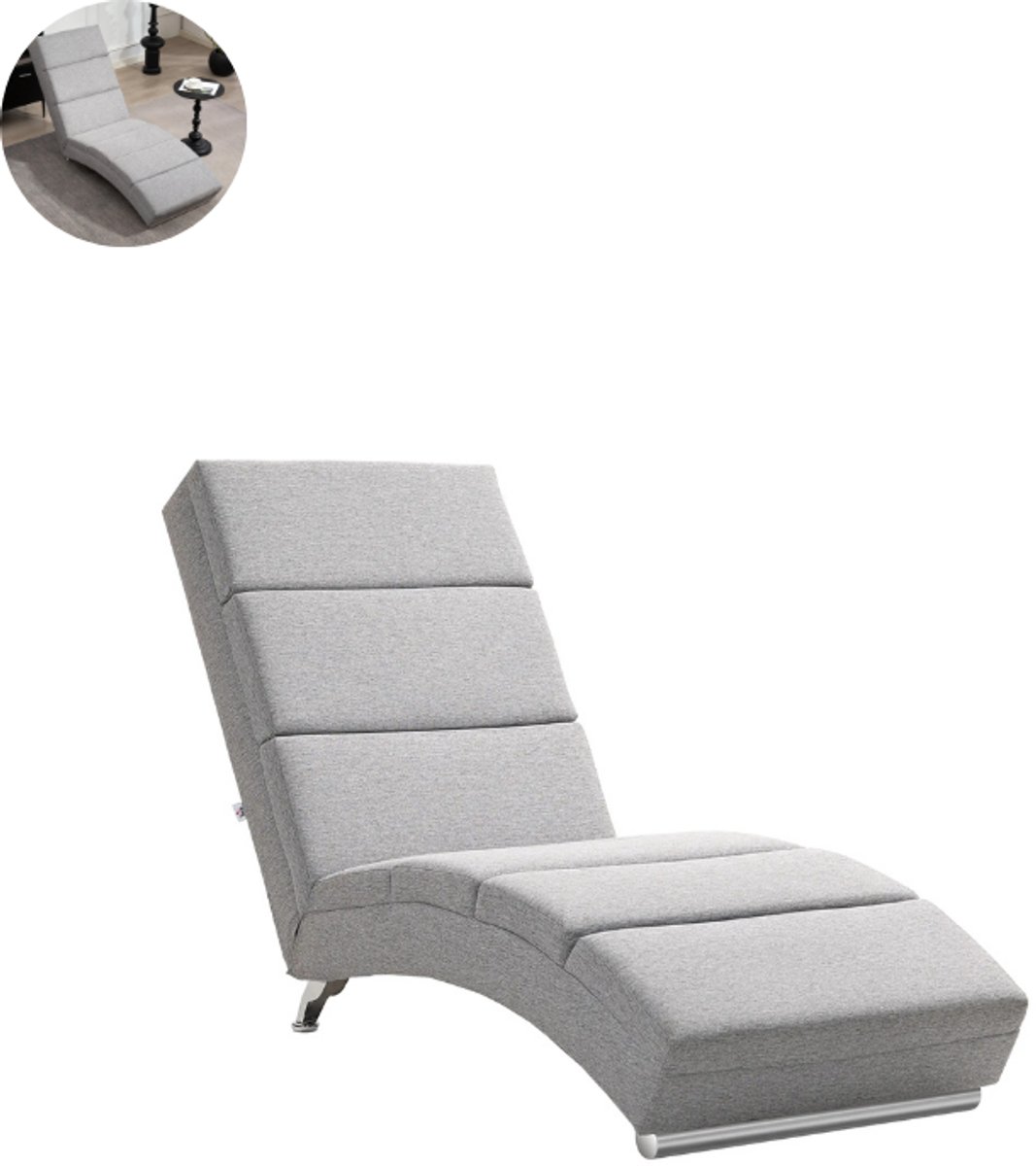 Fauteuil - Relaxzetel - Relaxstoel - Relaxfauteuil - Stoel - Met armleuning - Voor één Persoon - Lichtgrijs