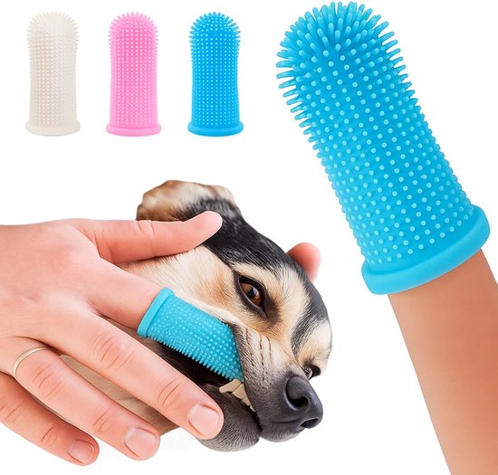 Set van 4 Honden Tandenborstels I Tandenborstel Voor De Hond I Vingertandenborstel I Tandverzorging Hond I Tandverzorging Kat I Gebitsverzorging Dier I Mulitkleur