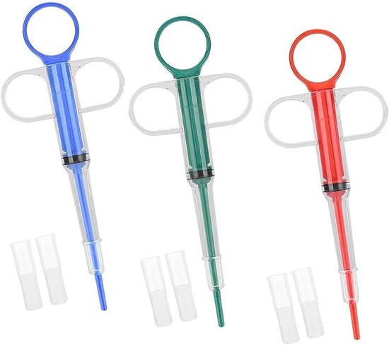 Zeynomax - 6 stuks Pillenwerpers voor Huisdieren | Gemakkelijke Pilgever voor Katten en Honden | Vloeibare Medicijnverdeler | Pilldispenser voor Huisdieren in Rood, Blauw, Groen | Set van 6 Stuks