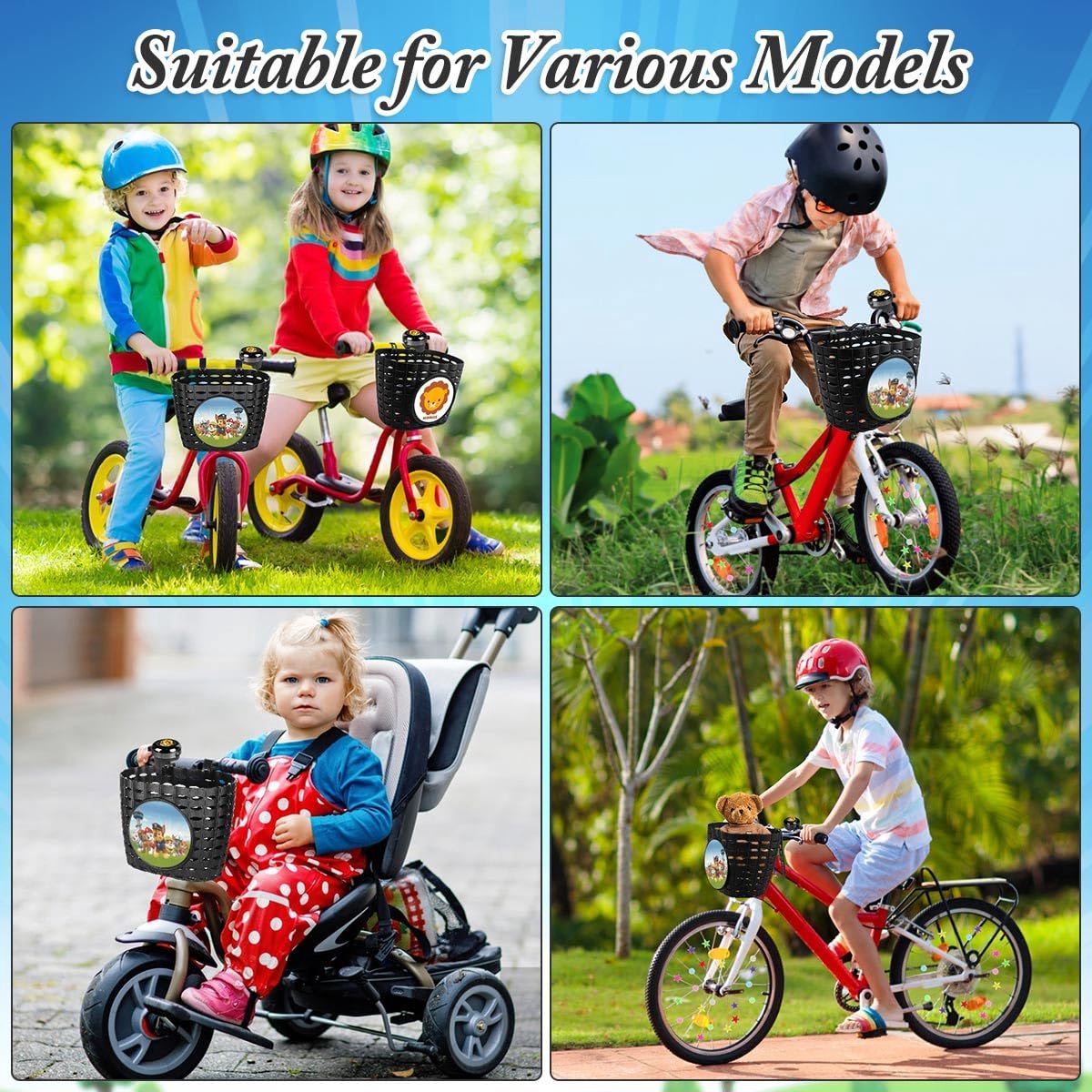 Ibenzoa® Fietsstyling Set voor Kinderen: Mand, Spaken, Stickers en Bel voor de Fiets