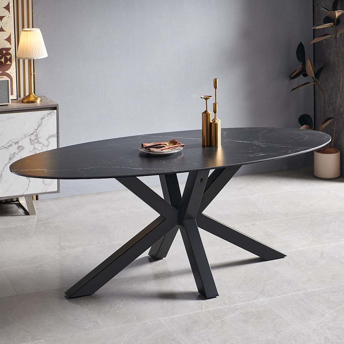Milton & Oldbrook Eettafel 200 cm Avila Keramiek Zwart