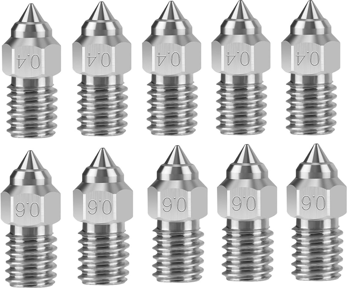 Nickel Plating Koper Legering Nozzle Set - 10 stuks - 0.4mm & 0.6mm