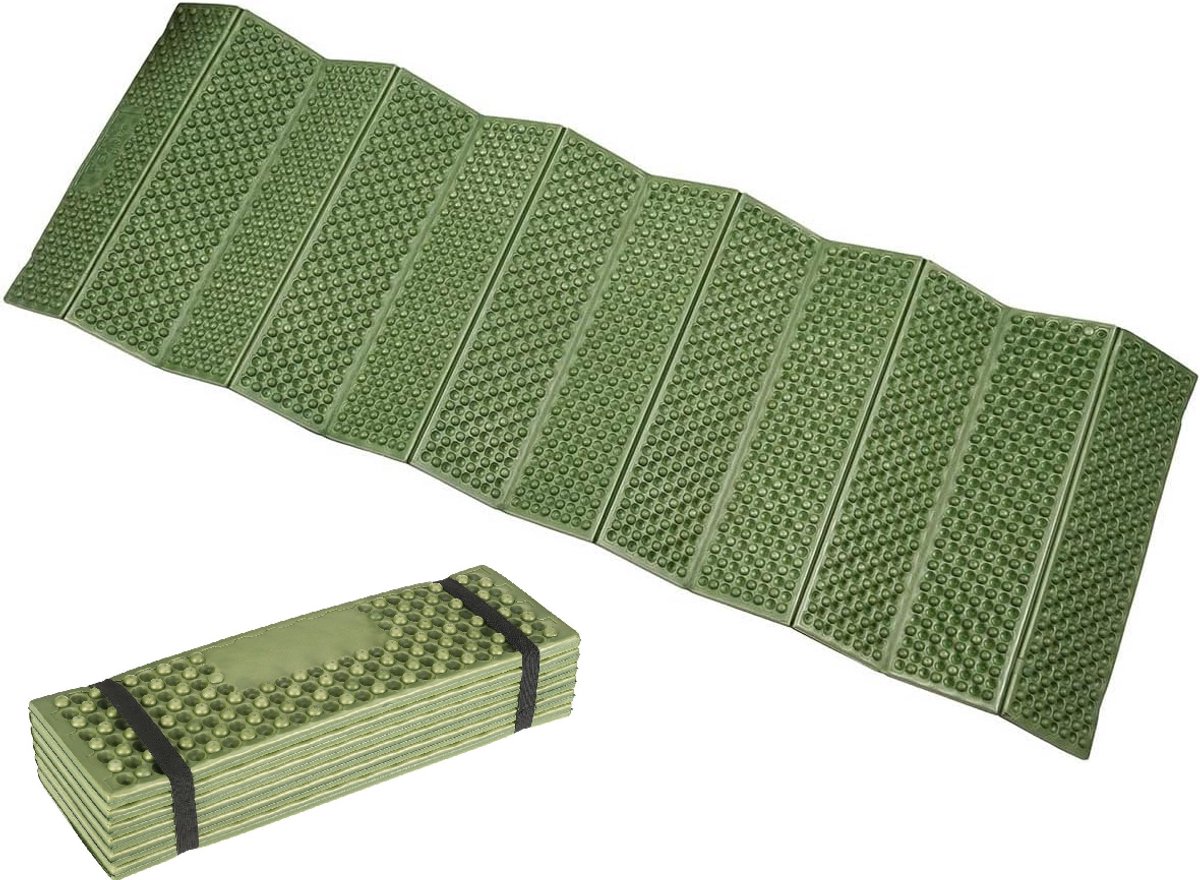 Campingwise | Isolatiemat | Opvouwbaar| 183 x 61 x 2.0 cm| groen/grijs