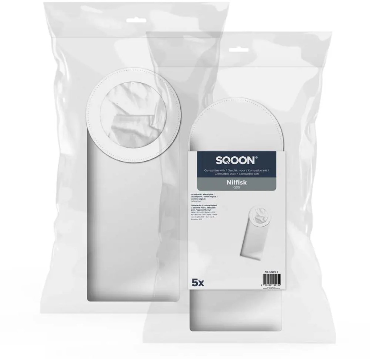 SQOON Stofzuigerzakken geschikt voor Nilfisk GD5 - Gelijk aan model: 1471098500 - High Filtration voor industrieel gebruik