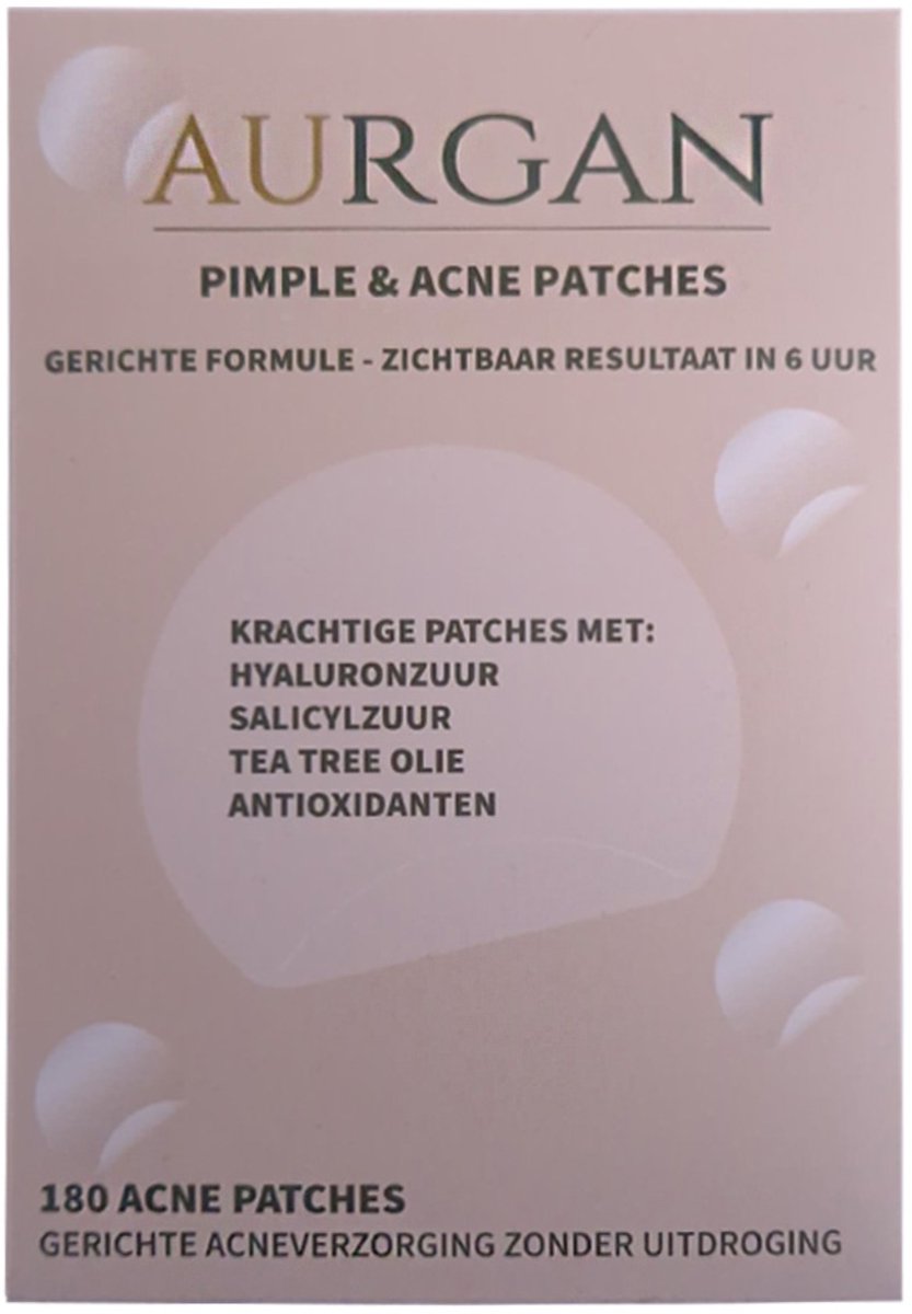 Aurgan Pimple & Acne Hydrocolloid Patches - 180 stuks - transparante patches tegen puisten - Met salicylzuur & Tea Tree Oil - Absorbeert puistjes