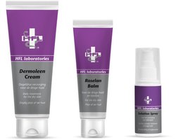 HFL - super combopack - huid- en nagelverzoring - dermoleen cream 125 ml + roselan balm 60 ml + solution spray 50 ml