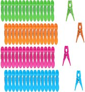 TOVBMUP 60 stuks wasknijpers - Groot formaat - 4 kleuren - Kunststof materiaal - Met stevige buitenveer - Antislip ontwerp - Geschikt voor het drogen van kleding en het sluiten van snackzakken