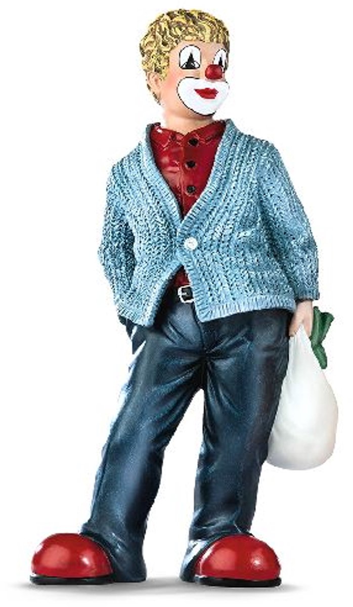 Gilde clowns - Boodschappen doen - Ecologisch - 6x16x8 cm - resin handgeschilderd - In cadeauverpakking verzamelaarsobject