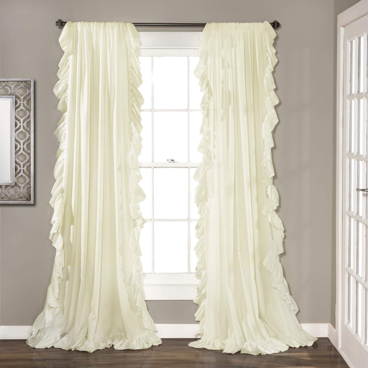 Ibenzoa Luxe Romantische Gordijnen met Ruches voor Slaapkamer en Woonkamer, Ivoor, 137,2 cm Breed
