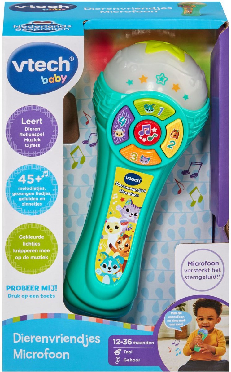 Vtech Baby Dierenvriendjes Microfoon - Interactieve Microfoon - Educatief Baby Speelgoed - Licht & Geluidseffecten - Vanaf 1 Jaar