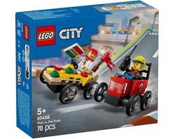 foto van LEGO City Raceautopakket: pizzabestelwagen vs. brandweerauto - 60458