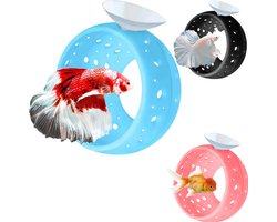 aquarium decoratie-aquarium-Betta Tunnel met Zuignappen - Schuilplaats voor Aquariumvissen - Garnalengat Guppy Tunnel - Aquarium Accessoires - Aquarium Decoratie - Geschikt voor Kleine Vissen en Garnalen (Blauw - Roze - Zwart)