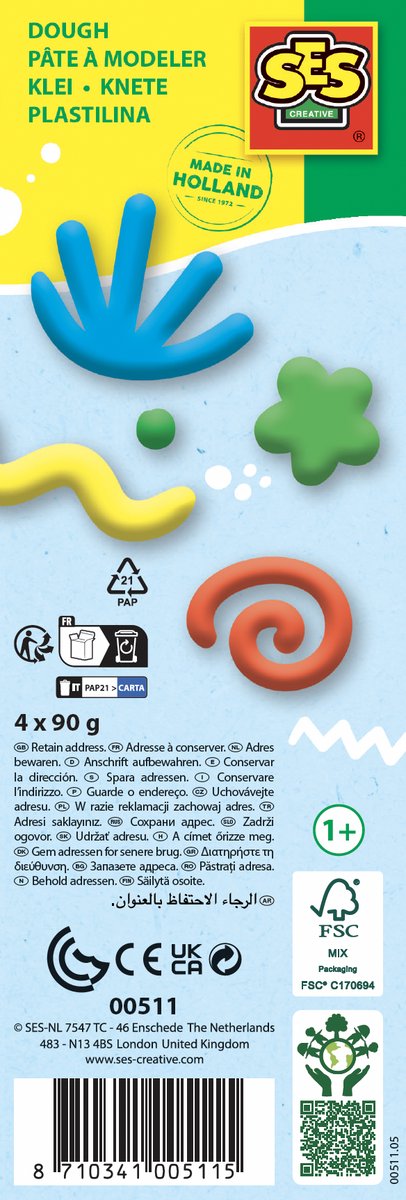 SES Creative - Feel Good Klei - Pure (4x90g) - Vegan en Glutenvrij - Herbruikbaar - Uitwasbaar - Vanaf 1 jaar — afbeelding 5