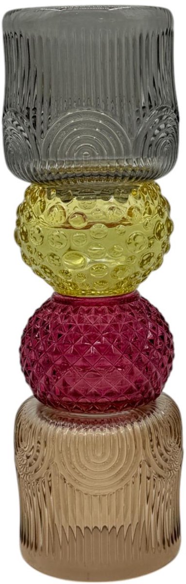 Kandelaar Amy 4-kleurig 7,5x7,5x23cm