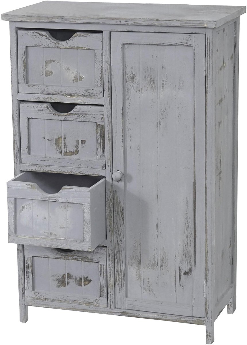 MCW Ladekast MCW-D12, ladekast, shabby-look vintage 82x55x30cm ~ grijs