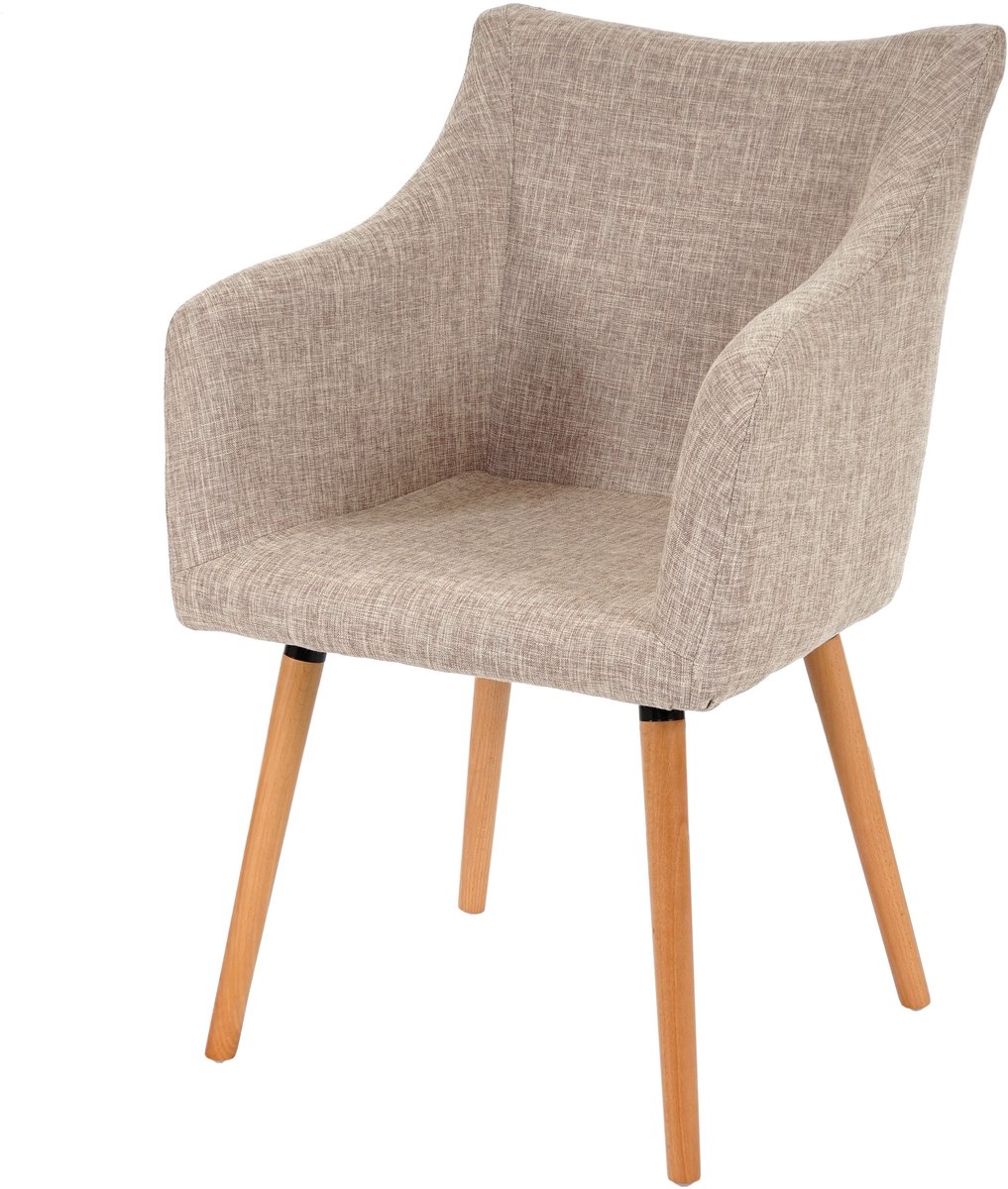 MCW Eetkamerstoel Malmö T382, stoel keuken, retro jaren 50 design ~ textiel, crème/grijs