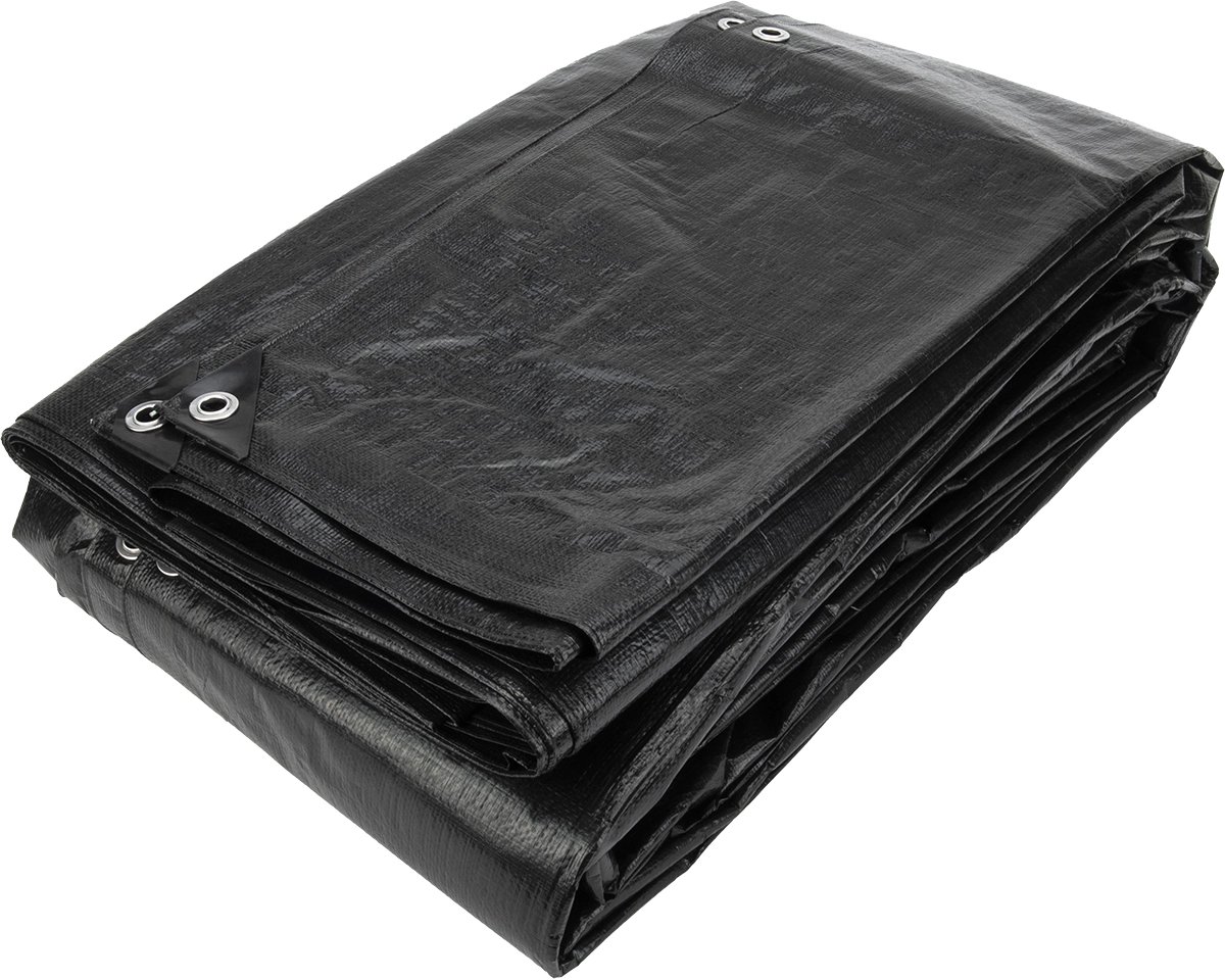 Afdekzeil 10x15 zwart 170gr PE - Bouwzeil met zeilringen iedere 50cm