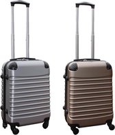 Travelerz kofferset 2 delig ABS handbagage koffers - met cijferslot - 39 liter - zilver - goud