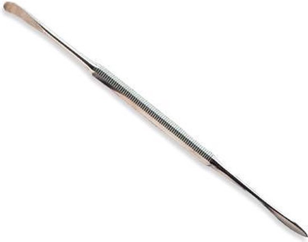 Erlinda - Professional - Manicure & Pedicure & Nagelstylist -RVS - Dubbelinstrument - Spatel & Palpator / nagellifter - 17,5 cm.